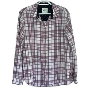 Jachs Girlfriend Womens Flannel Shirt Plaid Pearl Snap Pockets Lavender sz M